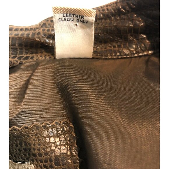i.e Women's Size XL 100% Leather Jacket Brown Alligator Sporty Full Zip - Picture 8 of 10